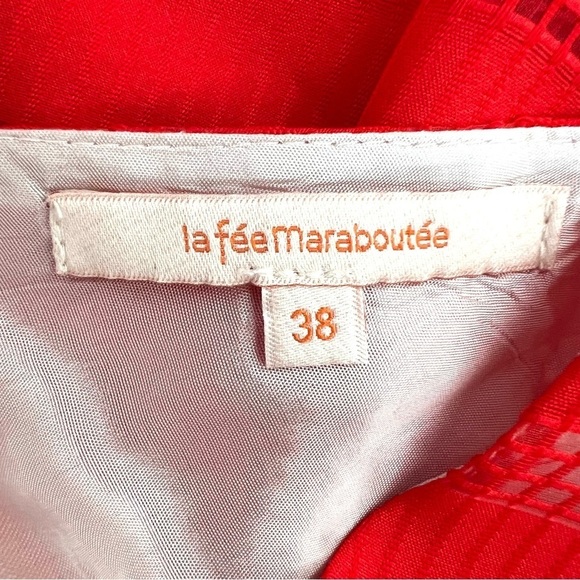 LA FEE MARABOUTEE Occasion Dress Knee Length Coral Red Sleeveless Size 38 / US 6 - Picture 7 of 11